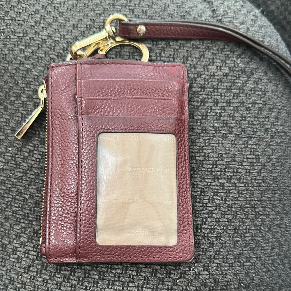 Michael Kors Burgundy Leather Wristlet Coin Wallet​ - Picture 2 of 6
